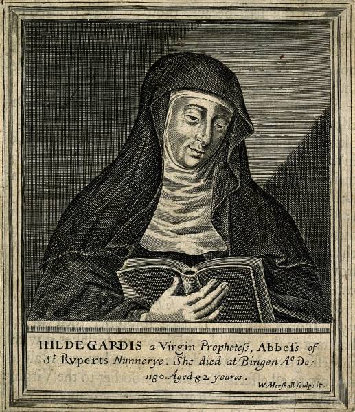 V0002761 Hildegard von Bingen. Line engraving by W. Marshall. V0002761 Hildegard von Bingen. Line engraving by W. Marshall.